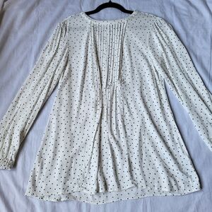 Seraphine Cream Blouse with Black Dot Pintuck Front